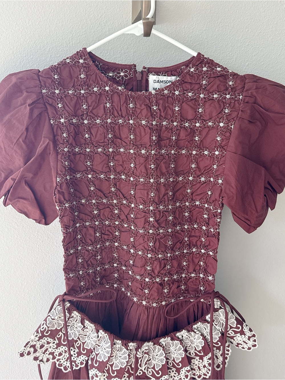 NWT Damson Madder Audrey Midi Dress - Burg/Butter Stitching - Picture 5 of 15